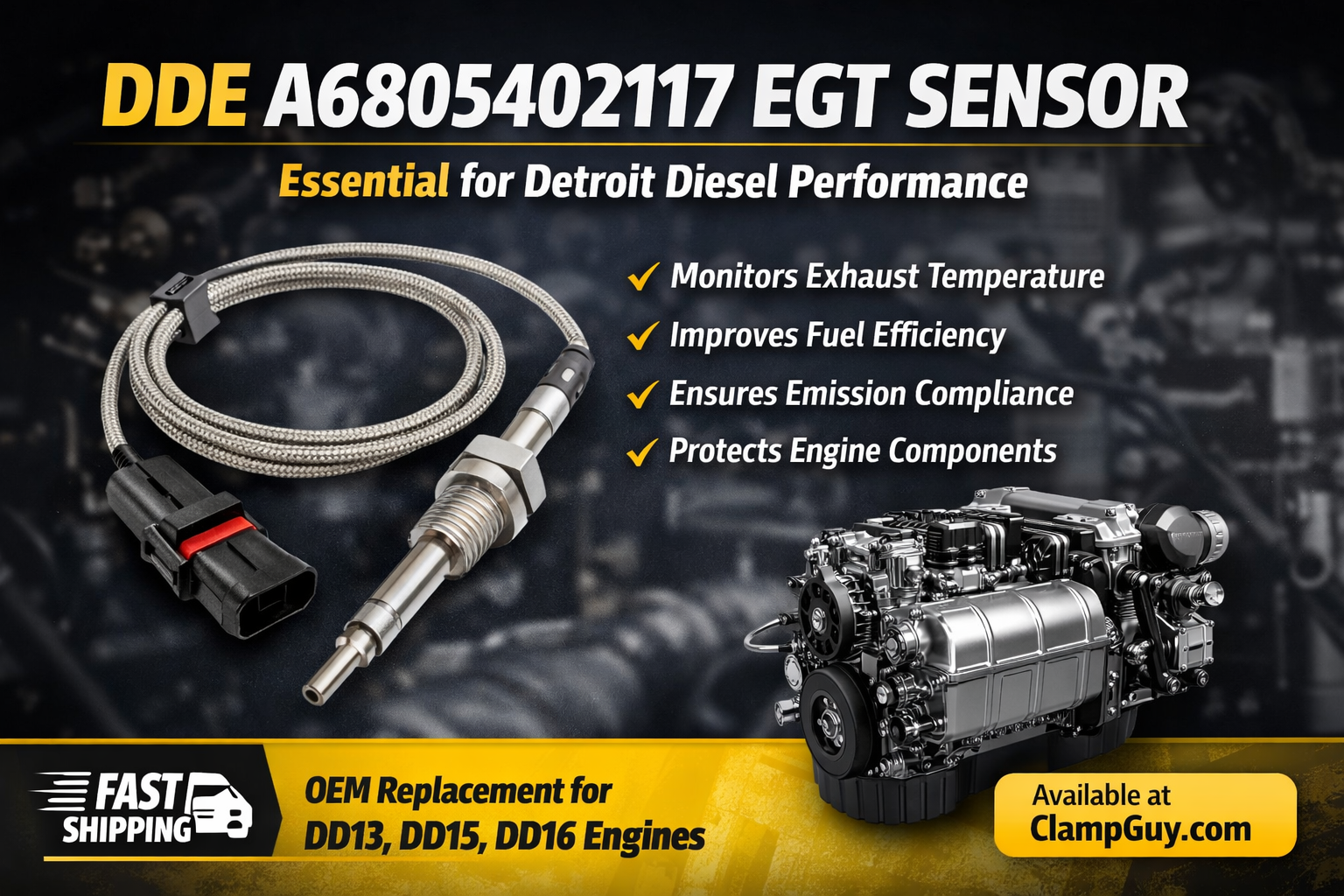 dde a6805402117 EGT sensor for Detroit Diesel engine DOC SCR inlet