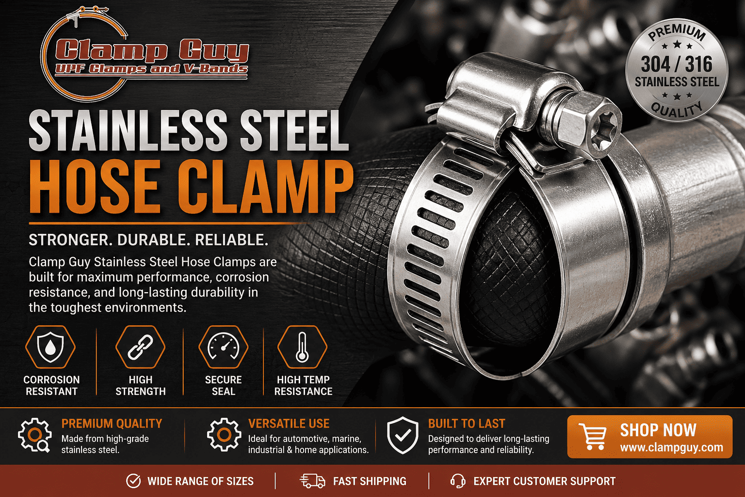 Stainless Steel Hose Clamp for secure hose connection